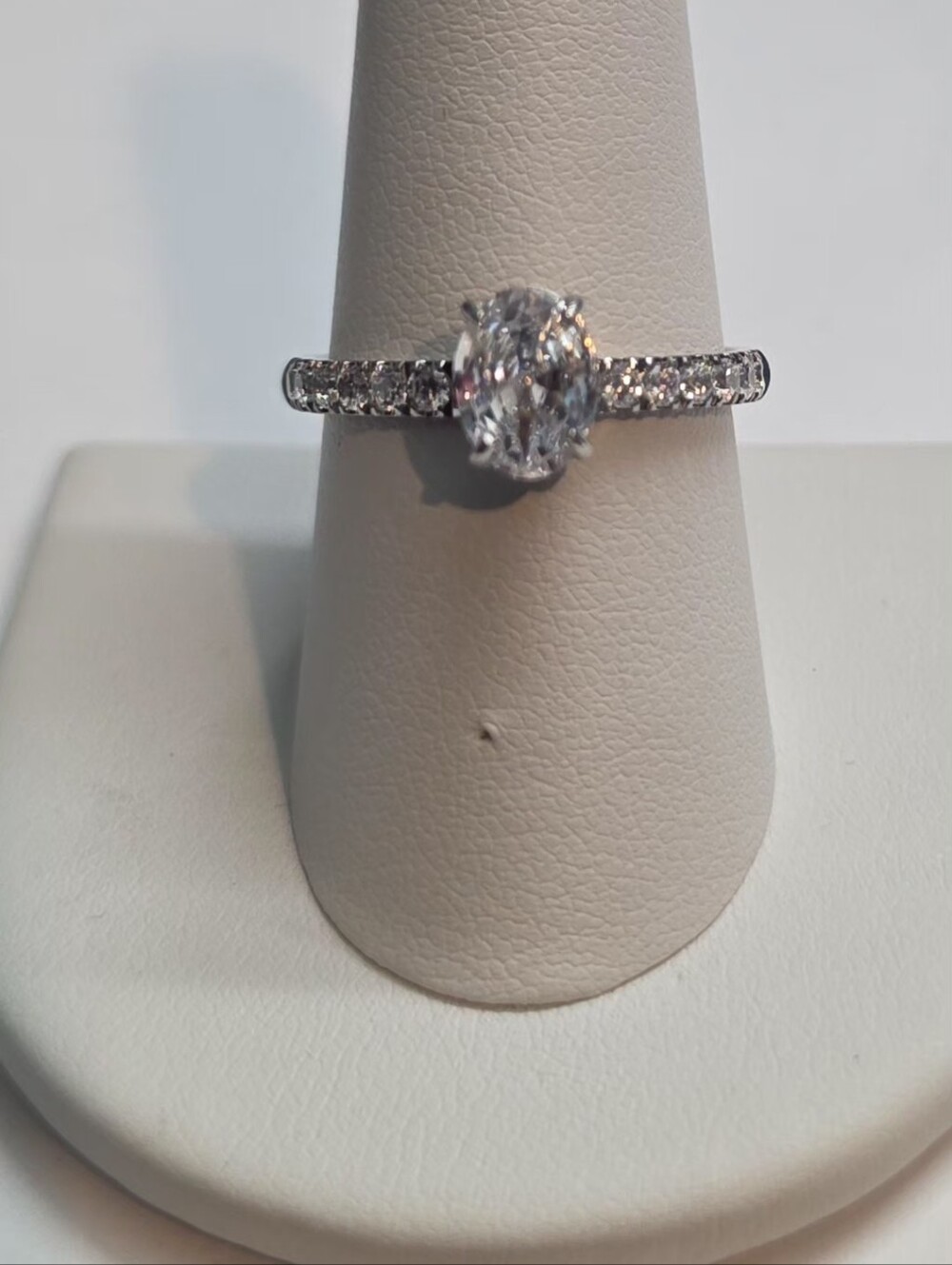 Classic Oval Solitaire Pavé Engagement Ring in White